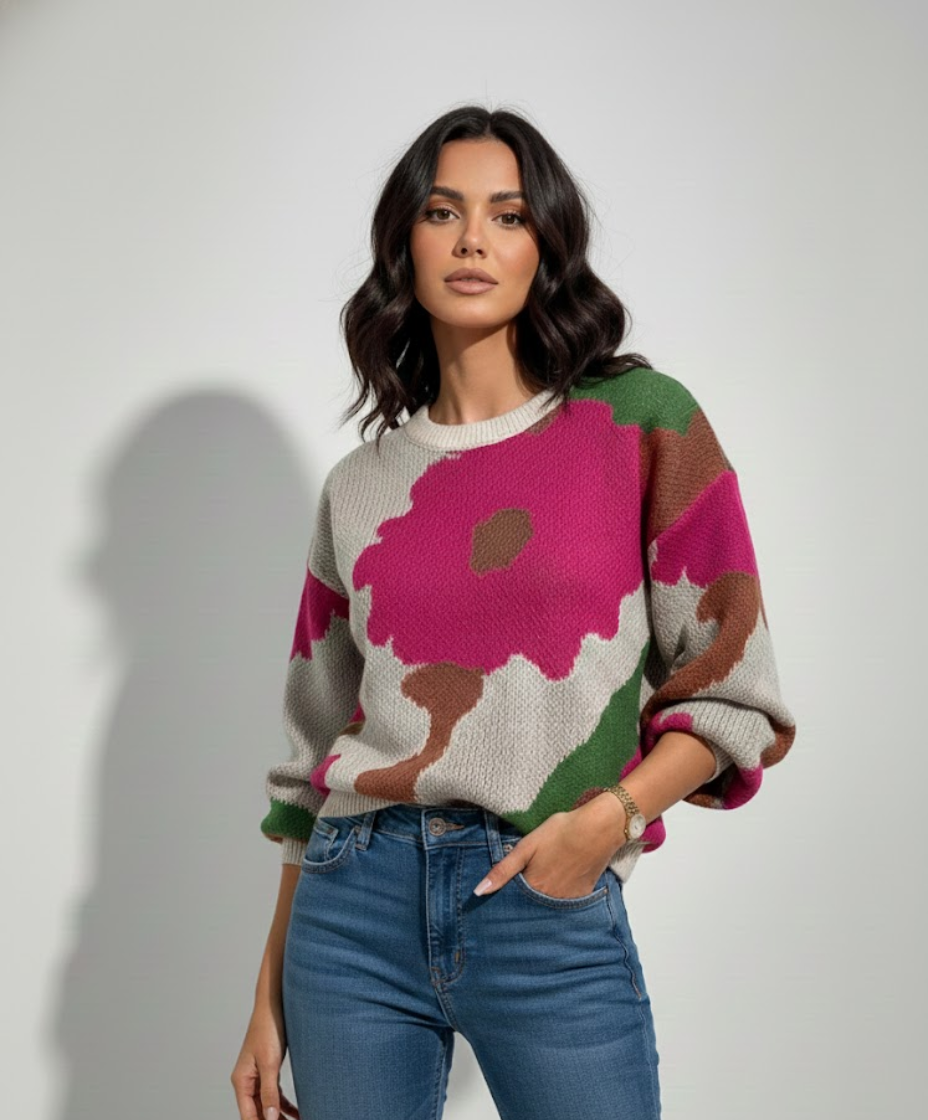 Sweter Damski we Wzory - Geometryczny Styl