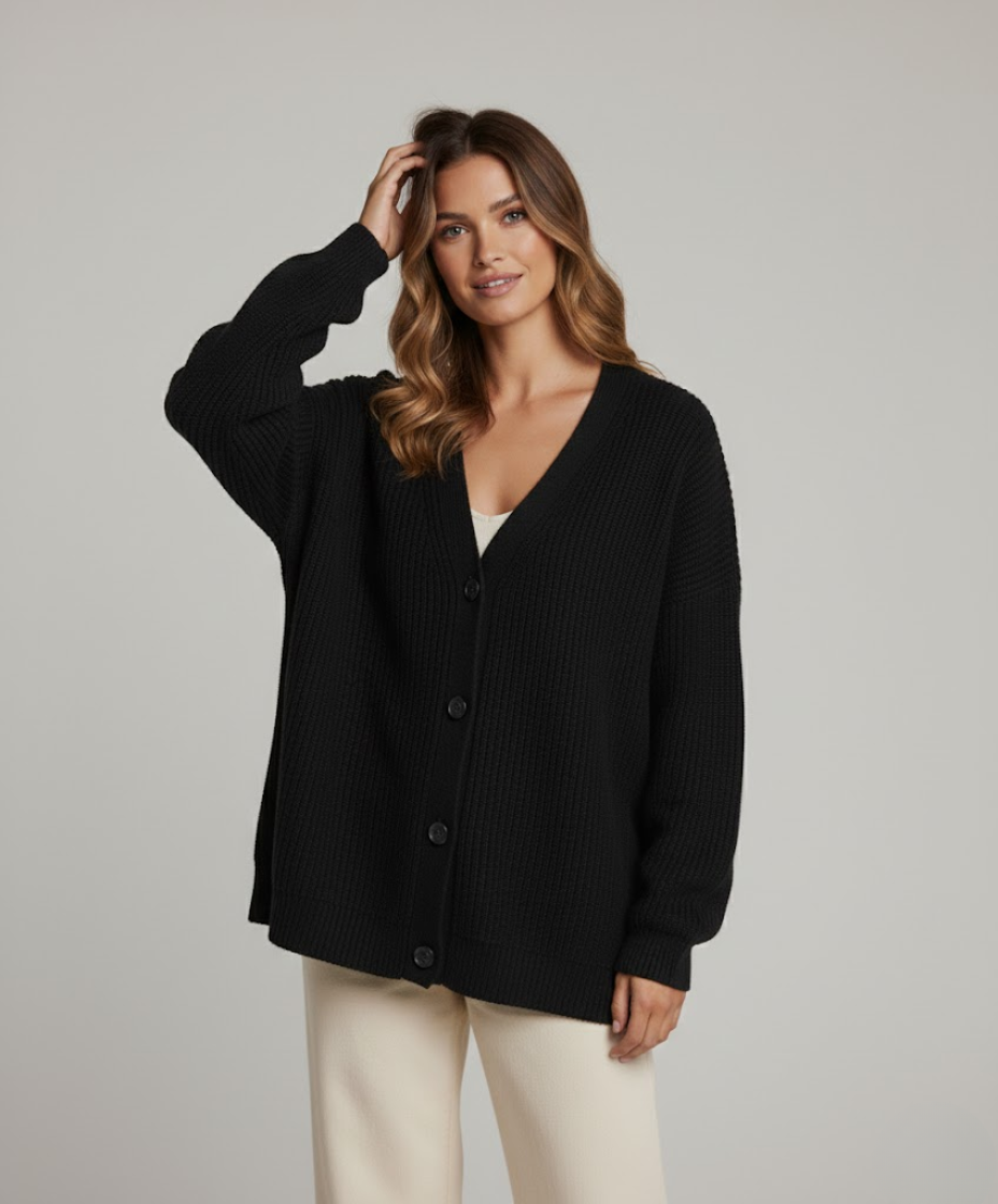 Kardigan Damski Oversize - Zapinany na Guziki