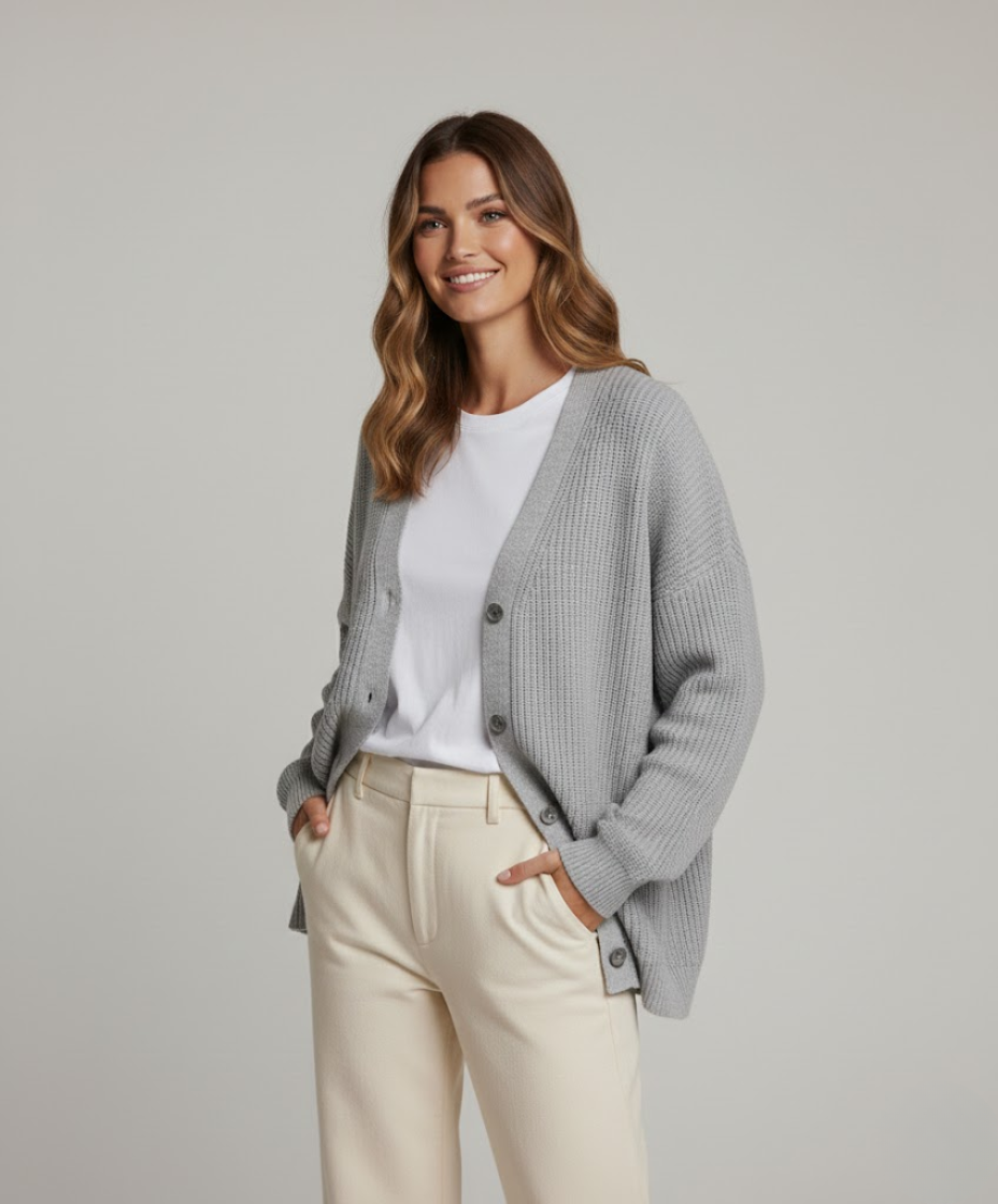 Kardigan Damski Oversize - Zapinany na Guziki