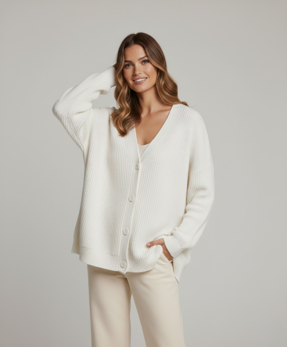 Kardigan Damski Oversize - Zapinany na Guziki