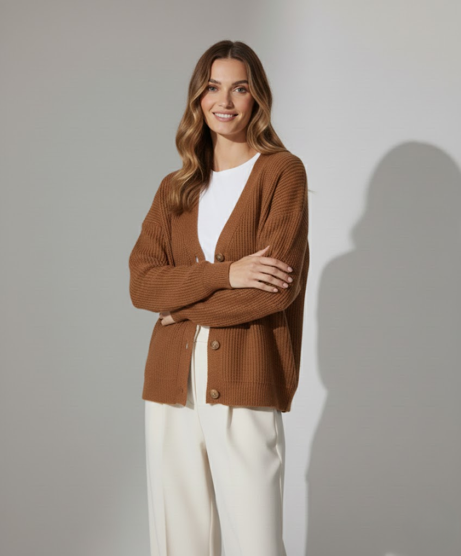 Kardigan Damski Oversize - Zapinany na Guziki